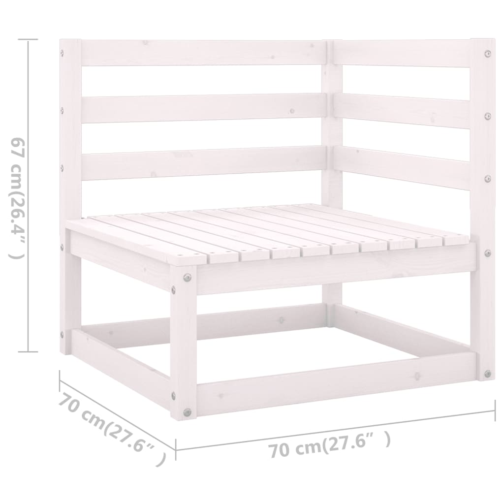9-tlg. Garten-Lounge-Set mit Kissen Weiss Kiefer Massivholz